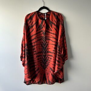 Raquel Allegra tie dye silk flowy tunic top